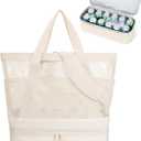BAGSMART Beach Bag for Women, Mesh Tote Bags with Zipper, Sandproof Vacation Essentials with Cooler for Swim Cruise Pool