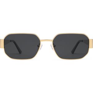 AMOMOMA Retro Rectangle Sunglasses for Womens 90s Y2k Narrow Square Sunglasses Metal Frame Polarized AM6641