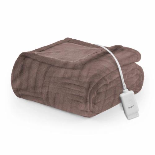 Sunbeam Faux Fur Heated Throw Blanket - Velvety Truffle, 50 x 60 in