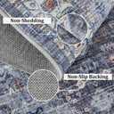 Area Rug Washable Vintage Rug Indoor Floor Cover Print Distressed Carpet Foldable Accent Rug Living Room Bedroom Dining Room, Blue, 2'x6' (Gray Blue Tone)