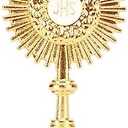 Pssopp Catholic Table Decoration, Alloy Material Sun Shape Exquisite Craftsmanship Christian Communion Statue Ornament for Home Decor(1 x 2.4in)