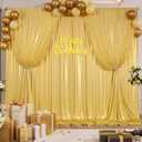 10x10ft Gold Backdrop Curtain for Parties Glitter Sequin Backdrop Wrinkle Free Polyester Drapes Shimmer Back Drop for Wedding Birthday Baby Shower Photo Photography Shiny Background 2 Panels 5x10ft