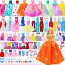 90 Pcs Doll Clothes and Accessories,2 Wedding Gowns 2 Evening Dresses 6 Fashion Dresses 4 Set Casual Outfit Top and Pant 2 Swimsuit,20 Hanger 10 Shoe 41 Accessories Toys for Girls Kid Gift