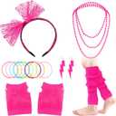 Women's Halloween Costumes,80s Outfit Woman,80s Accessories for Women,Neon Accessories for Disco Party (18 Pcs)