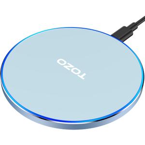TOZO 2025 W1 New Anti-Slip Wireless Charger 15W Max Fast Wireless Charging Pad Compatible with iPhone 17/16/16 Plus/16 Pro Max /15/14/13/SE Series, Samsung Galaxy S25/S24/S23 Series, Blue