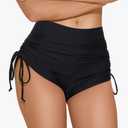 Period Swimwear for Teens, Menstrual Leakproof Bikini Bottoms, Drawstring Bathing Suit Bottoms for Girls, XS, Black