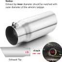 A-KARCK Exhaust Tip 4" Inlet, Polished Bolt On 4" Inlet 5" Outlet 12" Long Stainless Steel Muffler Tip Protect Tailpipe