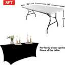 IVAPUPU 2 Pack 8FT Table Cloth for Rectangular Fitted Events Stretch Black Table Covers Washable Spandex Tablecloth Protector for Party, Wedding, Cocktail, Banquet, Festival