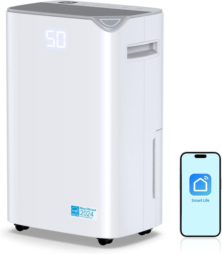 4500 Sq.Ft Dehumidifier for Basement, 50 Pints Energy Star 2024 Dehumidifier for Home with Drain Hose,Intelligent Humidity Control, 3 Operation Modes, Ideal for Bedroom, Bathroom, Large Room