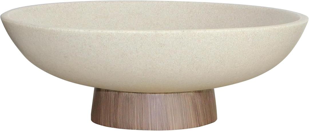 LIN CHUAN Modern Resin Pedestal Bowl  Large Fruit Bowl for Kitchen Counter, Catch All Bowl for Entryway Table, Stylish Key Bowl & Dining Centerpiece, Brown