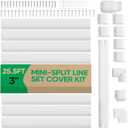 3" 25.5Ft Mini Split Line Set Cover, PVC Ductless Air Conditioner Decorative Pipe, Pump Covers, AC Line Cover Kit, for Outside Units Air Conditioners & Heat Pumps, All in One Set