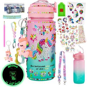 Glow in The Dark Decorate Your Own Water Bottle Kit,Unicorn Toy Gift for 4-6-8-10-12 Year Old Girl,Craft Toy for Age 3 4 5 6 7 8 9 10 Girl,Kid Teen Water Bottle Sticker for School Christmas Birthday Glow in The Dark Decorate Your Own Water Bottle Kit,Unicorn Toy Gift for 4-6-8-10-12 Year Old Girl,Craft Toy for Age 3 4 5 6 7 8 9 10 Girl,Kid Teen Water Bottle Sticker for School Christmas Birthday