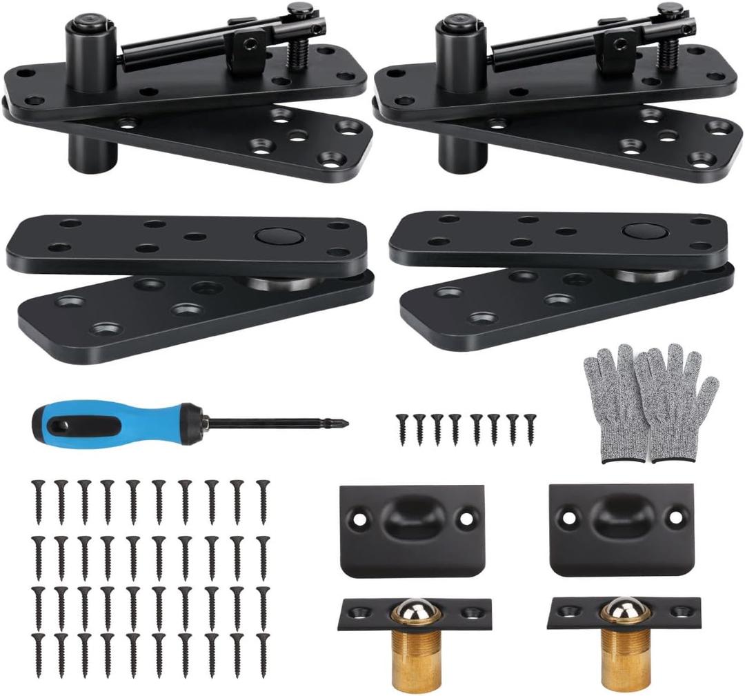 Stainless Steel Hidden Door Hinges, Swing Pivot Hinges, 360Rotation Secret Hidden Door Hardware, Hidden Bookcase Bookshelf Hardware (2pcs Black)
