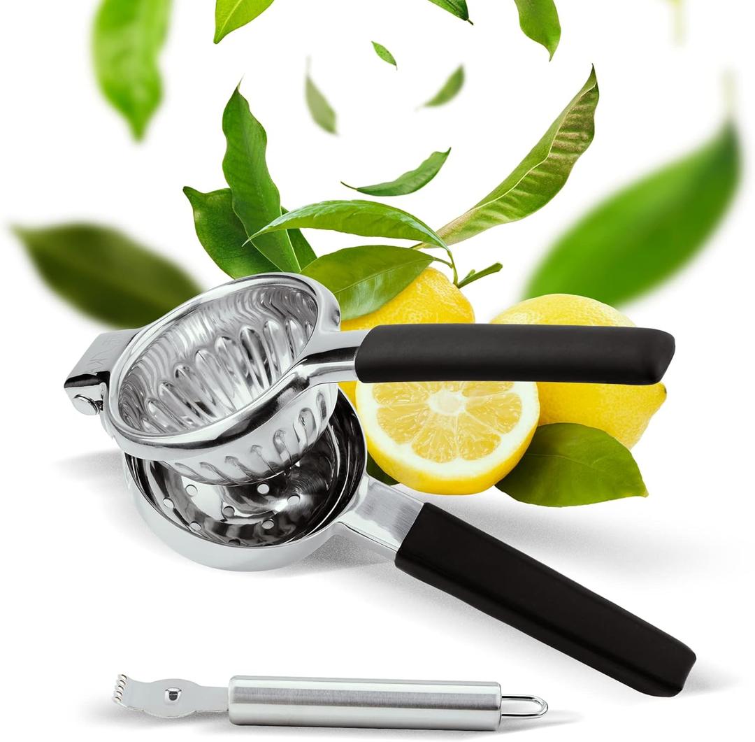 Stainless Steel Lemon Squeezer - Premium Citrus Juicer - Lime Squeezer for Seedless Juicing - Stainless Steel Hand Juicer 2 pcs - Easy to Wash Lemon Press