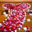 Coume 6000 Pcs Artificial Rose Petals with 72 Pcs Flameless LED Candles Romantic Decorations Fake Candles Anniversary Decorations for Valentine's Day Wedding Night(White with Red Series Petal)