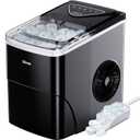 Silonn Ice Maker Countertop, 9 Cubes Ready in 6 Mins, 26lbs in 24Hrs, Self-Cleaning Ice Machine with Ice Scoop and Basket, 2 Sizes of Bullet Ice for Home Kitchen Office Bar Party (Black)