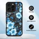 OOK Magnetic Case Fit for iPhone 16 Pro 6.3 Inch (Compatible with MagSafe) Soft TPU and Hard PC Phone Cover with Blue Floral Flowers Anti-Scratch Shockproof Protection Case for Women