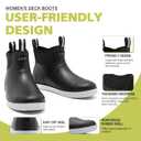 Women's Deck Boots, Waterproof Ankle Rain Boots with Anti-Slip Traction, Rubber Garden & Fishing Boots for Boating, Camping, Farming & Outdoor Work (9.5, Black)