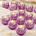12 Pcs Purple Votive Candle Holders for Wedding Decor, Purple Mercury Glass Candle Holders for Table Centerpieces, Tea Light Holder for Wedding Bridal Shower Party Supplies