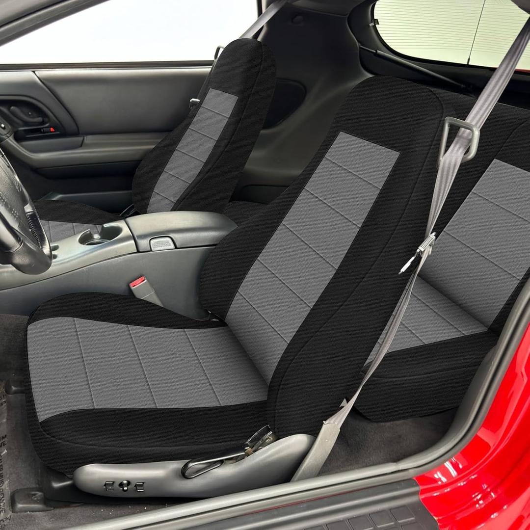 SAPUBK Custom-Fit Front and Rear Seat Covers Replace for 1993-2002 Chevy Camaro, Front & Rear Knitted Fabric with Back Soft Foam Lining Airmesh Breathable Seat Cover Cushion