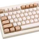 119 Keys Retro Minimalist Brown and Grey Keycaps, Custom MA Profile PBT Dye Sub Keycaps for ANSI Layout Cherry Mx Mechanical Keyboard (Only Keycap)