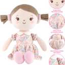 GAGAKU Soft Plush Baby Doll for Girls (12") - My First Baby Doll Gift for Girls, Toddlers & Infants, Machine Washable Rag Doll Toy - Pink Flower Girl