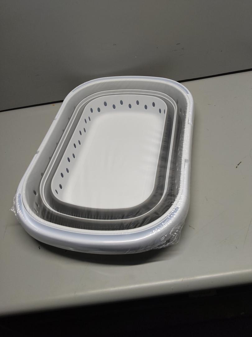 SAMMART 42L (11 gallon) Collapsible Plastic Laundry Basket - Foldable Pop Up Storage Container/Organizer - Space Saving Hamper/Basket (1, White/Grey)