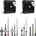 DEEWISH 12888 High Torque Silent Clock Movement - 2-Pack Snap-in Quartz Mechanism, 8mm (5/16") Non-Threaded Shaft for 1mm Panels, DIY Clock Motor Kit with 4 Sets of Hands