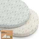 2-Pack Baby Bassinet Sheets Girl, Boy - 33x17 Viscose Derived from Bamboo Bedside Mattress Fitted Bassinet Sheets, Compatible with Halo Bassinest Swivel Sleeper, Baby Delight, Graco (Daisies)