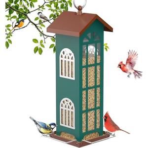 Metal Bird Feeder The Most Popular Bird Feeders for Outdoors Hanging,Waterproof and Rust-Proof,Easy Cleaning,Wild Bird Feeders Attracting Chickadees Goldfinches Cardinals Finches and Sparrows