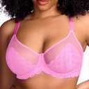 HSIA Minimizer Bras for Women Large Bust Full Coverage Lace Plus Size Bra - Mermaid Scales (Pink)