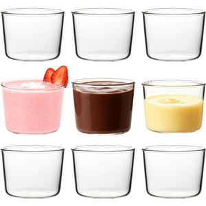 9 Pack Small Glass Dessert Bowls, 8 Oz Clear Pudding Custard Cup, Clear Glass Prep Bowls Mini Bowls for Snacks, Parfaits, Puddings, Cakes, Ice-creams, Fruits