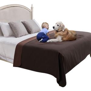 MBJERRY Waterproof Dog Cat Blanket Cover - Reversible Pet Blankets Washable Puppy Pee Blanket Throw(Chocolate Brown/Brown,60 x 80 Inches)