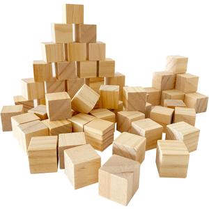 Unfinished Wooden Cubes, Pack of 50 Wood Blocks for Crafting, 1 Inch Wood Square Blocks for Crafts Making & DIY Projects & Decor