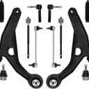 12Pcs Suspension Kit Front Lower Control Arms Ball Joints Sway Bar Tie Rod End Link Replacement for 2011-14 Chrysler 200 2008-14 Dodge Avenger 2007-10 Chrysler Sebring Sedan Only