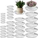 30 Packs Clear Plant Saucers for Indoor Outdoor Use 4/6/8/10/12/14 Inches Heavy Duty Plastic Plant Trays for Planter Bulk Flower Pot Drip Trays to Catch Water, Round Transparent