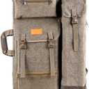 TRANSON Art Portfolio Case Artist Backpack Canvas Bag Large 26 x 19.5 (Khaki)