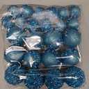 Poen 24 Pcs Glitter Christmas Ball Ornaments Set Christmas Tree Ornaments Hanging Sequin Foam Xmas Balls Decoration for Xmas Tree Wreath Garland Home Decor Wedding Party(Light Blue)