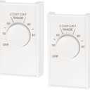 White Double Pole Line Volt Thermostat Cover with Line Volt Knob for Old Style D22 - HVAC, ABS Material with Gold-Plated Lettering Thermostat Cover for Walls (2 Pack)