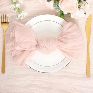 Nydotd 6pcs Cheesecloth Napkins 20 x 20 Inch Boho Dinner Napkins Wrinkled Rustic Linen Table Decorative Cloth Napkins for Wedding Party Baby Shower Family Everyday Use Easter (Dusty Pink)
