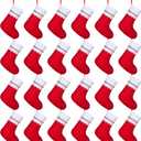 ANVAVO 24 Pack Christmas Stockings 9 Inch Red Felt Xmas Stockings Christmas Tree Hanging Ornaments for Xmas Wall Fireplace Door Window Decorations