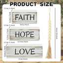 Christian Table Centerpiece Decor, 4 pcs Rustic Wooden Stacked Blocks with Faith Hope Love Signs, Wood Bead & Jute Tassel, Tiered Tray Decor for Home Office Mantle Living Room, Gifts for Christians