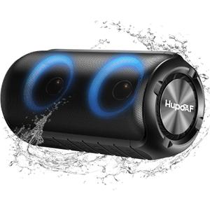 Hupoaf Bluetooth Speaker, 2025 New Stocking Stuffers Portable Wireless Speaker with 6D Loud Sound, IPX7 Waterproof, HD Call, RGB Lights, 12H Playtime for Home/Party/Outdoor/Beach, White Elephant Gift