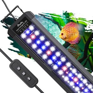 Pawfly 14W Aquarium LED Light for 18 to 24 Inch Fish Tanks Extendable Fish Tank Light with Full Spectrum Brilliant White Blue Red Lights with Daytime & Night Modes and Adjustable Brightness (Basic)