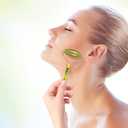 Charmonic 6 in 1 Ice Roller & Jade Roller and Gua Sha Set, Facial Massage Kits, Facial Roller Kit with Gua Sha Tool and Silicone Brush, Anti-Aging Jade Stone Massager for Face, Eyes, Neck Massage (6 Pcs-green)