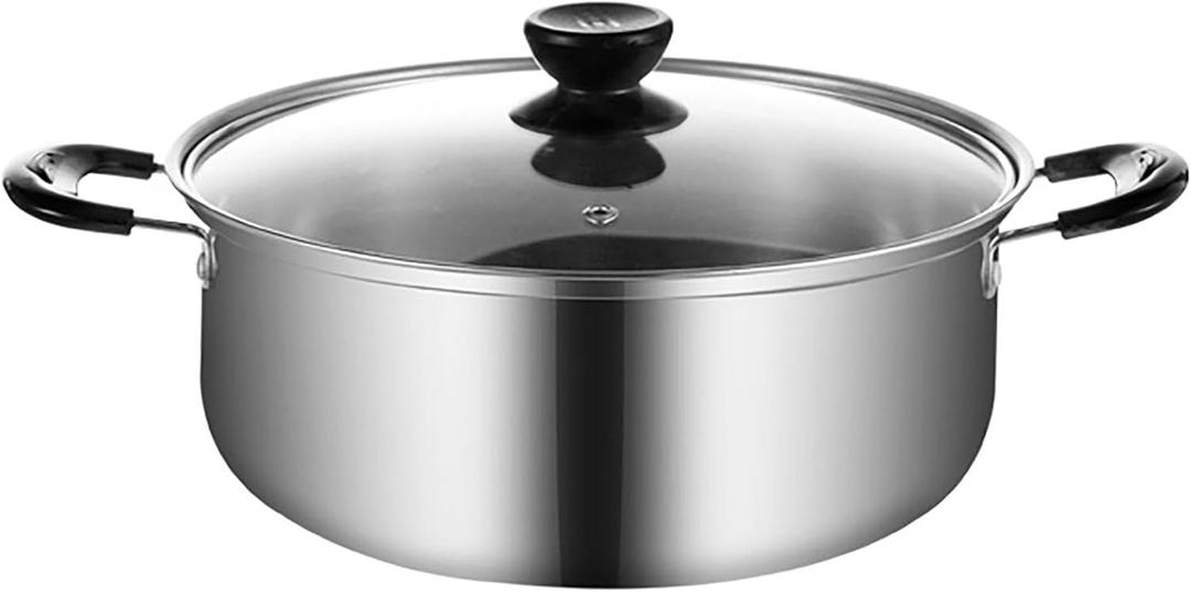 Stainless Steel Saucepan, 0.9 Quart Double Handle Milk and Soup Pot with Lid for Warming, Cooking and Boiling Milk, Spaghetti, Soup in Kitchen and Outdoor (16cm)