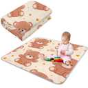 Funtery 43 x 43 Inch Boho Baby Play Mat Portable Crawling Washable Foldable Tummy Time Non Slip Baby Floor Large Playpen Mat for Infants Toddlers Floor Playpen Activity(Bear)