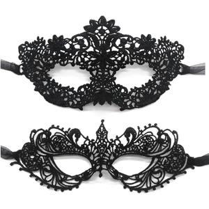 TFTSR Masquerade Masks for Women Couples & Men - Mardi Gras & Venetian Dress Mask in Black & Gold Adults Party Lace Costume