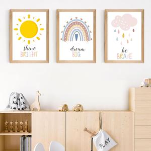 Set of 3 Framed Boho Nursery Wall Art Prints Decor,12x16Rainbow Weather Wall Decor Inspirational Canvas Wall Art Prints Framed Nursery Children Artwork for Kids Playroom Bedroom Decoration Set of 3 Framed Boho Nursery Wall Art Prints Decor,12x16Rainbow Weather Wall Decor Inspirational Canvas Wall Art Prints Framed Nursery Children Artwork for Kids Playroom Bedroom Decoration