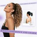 Claw Clip Ponytail Extension - 18 Inch Curly Ponytail Extension, Wavy Pony Tails Hair Extensions, Synthetic Hair Extensions Ponytail, Clip On Ponytails for Women (Color: Ash Blonde with Blonde Ends)